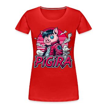 Pigira: Das japanische Cyber Punk Held Schwein - Frauen Premium Bio T-Shirt - Rot - Vorne - Mia (176cm)