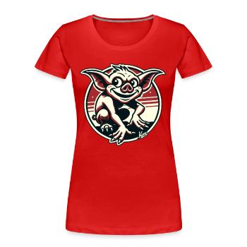 Mein Schatz das Goblin Schwein - Frauen Premium Bio T-Shirt - Rot - Vorne - Mia (176cm)