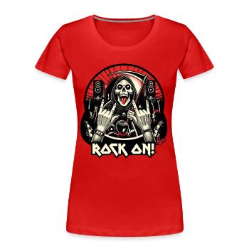 Sensenmann Rock-Musik-Konzert: Rock On! - Frauen Premium Bio T-Shirt - Rot - Vorne - Mia (176cm)