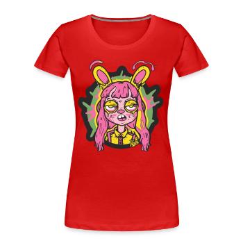 Ein seltsamer Hase - Frauen Premium Bio T-Shirt - Rot - Vorne - Mia (176cm)