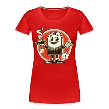 Teebeutel mit Teetasse für Tea Time - Frauen Premium Bio T-Shirt - Rot - Vorne - Mia (176cm)