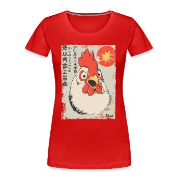 Wütender lustiger Cartoon-Hahn - Frauen Premium Bio T-Shirt - Rot - Vorne - Mia (176cm)
