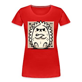 Hérisson mignon boudeur et offensé - T-shirt bio Premium Femme - rouge - Devant - Mia (176cm)