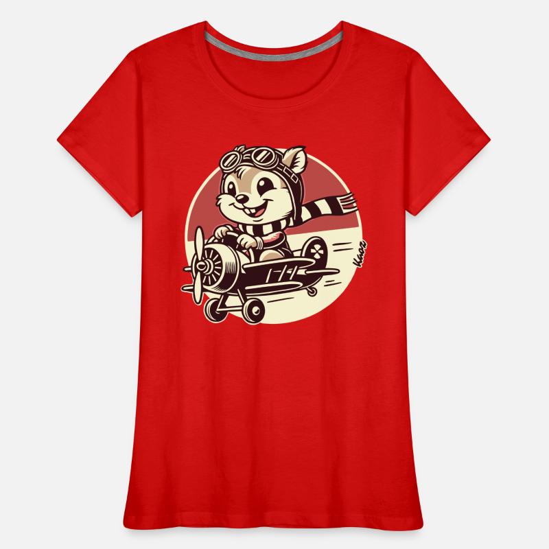Lustiger Eichhörnchen Pilot im Propeller-Flugzeug Frauen Premium Bio T-Shirt