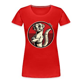Une belette effrontée tire la langue - T-shirt bio Premium Femme - rouge - Devant - Mia (176cm)