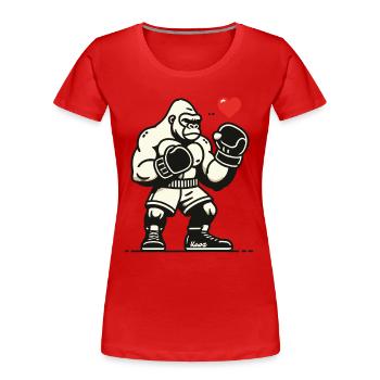 Boxer gorille avec cœur - T-shirt bio Premium Femme - rouge - Devant - Mia (176cm)