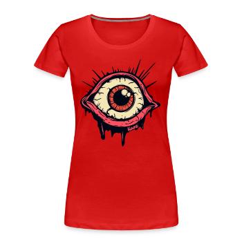 Unheimlich, hypnotisch und wach, das Auge - Frauen Premium Bio T-Shirt - Rot - Vorne - Mia (176cm)