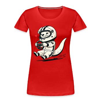Une loutre en tant que pilote de voiture de course - T-shirt bio Premium Femme - rouge - Devant - Mia (176cm)