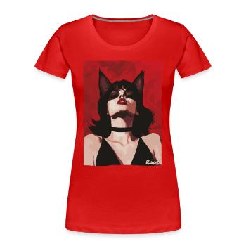 Femme séduisante avec des oreilles de chat - T-shirt bio Premium Femme - rouge - Devant - Mia (176cm)