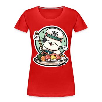 Neko Sushi Chef – Funny Cat Kitchen - Women's Premium Organic T-Shirt - red - Front - Mia (176cm)