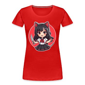 Chibi Cartoon Écolière avec couteau de cuisine - T-shirt bio Premium Femme - rouge - Devant - Mia (176cm)