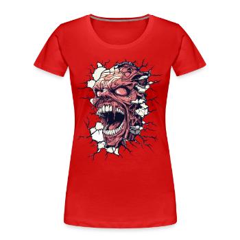 Monster durchbricht die Wand – Horror-Design - Frauen Premium Bio T-Shirt - Rot - Vorne - Mia (176cm)