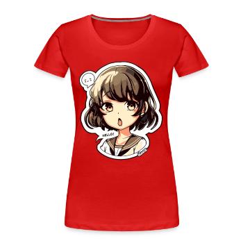 Jolie fille de dessin animé - Bonjour ! Ballon - T-shirt bio Premium Femme - rouge - Devant - Mia (176cm)