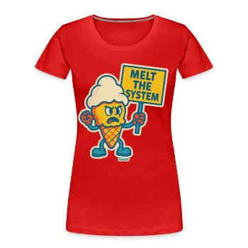 Rebellisches Eis mit „Das System schmelzen“ - Frauen Premium Bio T-Shirt - Rot - Vorne - Mia (176cm)