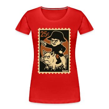 Kleiner Napoleon reitet wütendes Schwein - Frauen Premium Bio T-Shirt - Rot - Vorne - Mia (176cm)