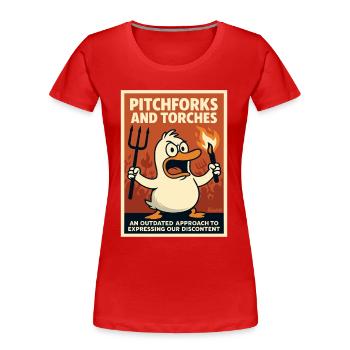 Wütende Ente mit Fackel und Mistgabel - Frauen Premium Bio T-Shirt - Rot - Vorne - Mia (176cm)