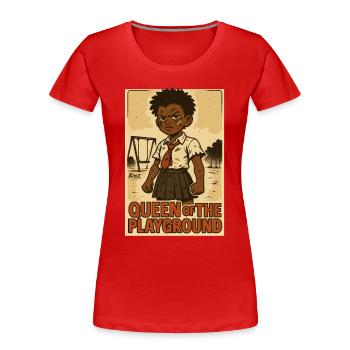 Reine écolière forte sur la cour de récréation - T-shirt bio Premium Femme - rouge - Devant - Mia (176cm)