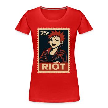 Femme punk avec une coiffure rousse - T-shirt bio Premium Femme - rouge - Devant - Mia (176cm)