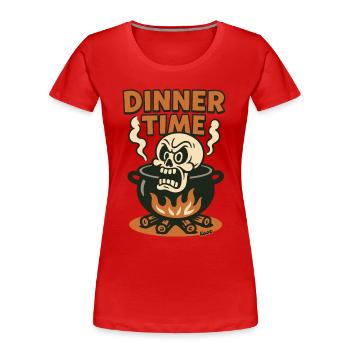 Wütender Totenkopf im Kochtopf zum Abendessen - Frauen Premium Bio T-Shirt - Rot - Vorne - Mia (176cm)