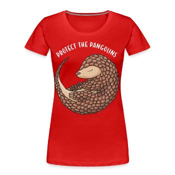 Protéger les pangolins Pangolin - T-shirt bio Premium Femme - rouge - Devant - Mia (176cm)