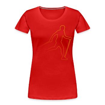 Walken Damen Nordic Walking Walker Herren - Frauen Premium Bio T-Shirt - Rot - Vorne - Mia (176cm)