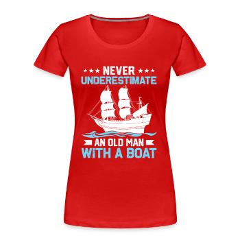 Vintage Retro Sailing Sailboat gift - Women's Premium Organic T-Shirt - red - Front - Mia (176cm)