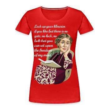 Virginie Woolf - T-shirt bio Premium Femme - rouge - Devant - Mia (176cm)
