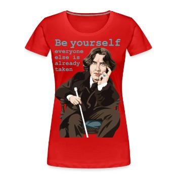 Oscar Wilde - Women's Premium Organic T-Shirt - red - Front - Mia (176cm)