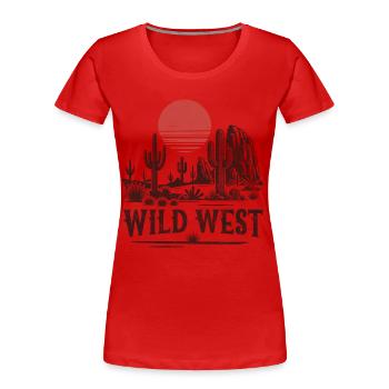 Wilder Westen - Frauen Premium Bio T-Shirt - Rot - Vorne - Mia (176cm)