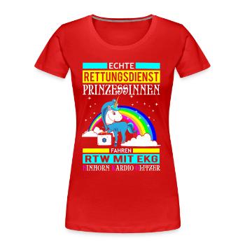 Rettungsdienst Prinzessin Einhorn Geschenk - Frauen Premium Bio T-Shirt - Rot - Vorne - Mia (176cm)
