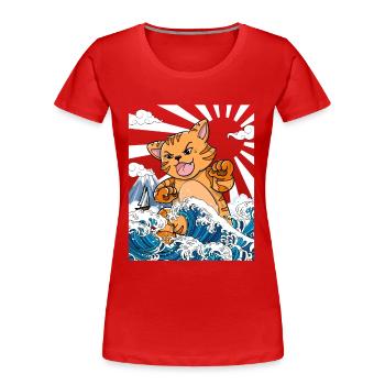 Japanese Kaiju Cat Anime Manga - Women's Premium Organic T-Shirt - red - Front - Mia (176cm)