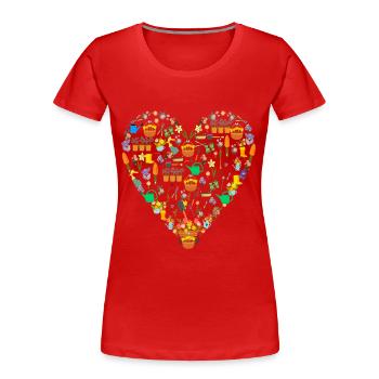 Coeur Outils de jardinage Jardin Nature Plante - T-shirt bio Premium Femme - rouge - Devant - Mia (176cm)