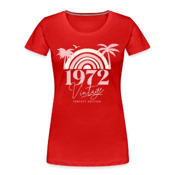 Sun Retro Anniversary Vintage 1972 50 Years - Women's Premium Organic T-Shirt - red - Front - Mia (176cm)