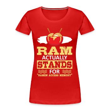 | de mémoire d’accès Ramen | de chemise Ramen Lover Ramen - T-shirt bio Premium Femme - rouge - Devant - Mia (176cm)