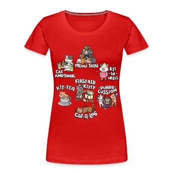 Jeu de mots mignon et drôle de chat | Chat mignon - T-shirt bio Premium Femme - rouge - Devant - Mia (176cm)