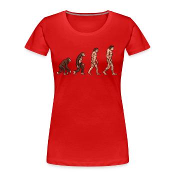 Menschliche Evolution - Frauen Premium Bio T-Shirt - Rot - Vorne - Mia (176cm)