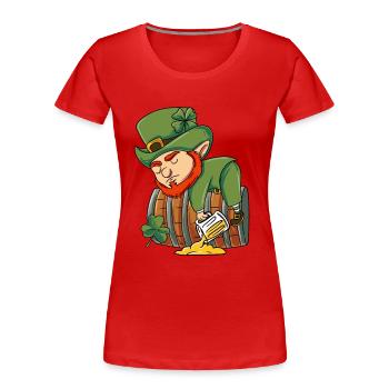 Irischer Kobold - Frauen Premium Bio T-Shirt - Rot - Vorne - Mia (176cm)