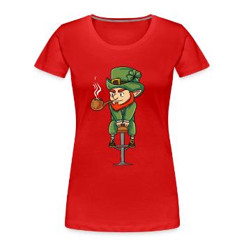 Irischer Kobold Ireland - Frauen Premium Bio T-Shirt - Rot - Vorne - Mia (176cm)