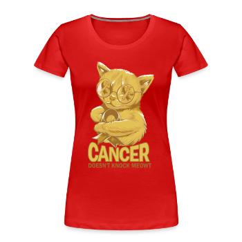 Krebs haut mich nicht um Childhood - Frauen Premium Bio T-Shirt - Rot - Vorne - Mia (176cm)