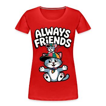 Always Friends Katze und Maus - Frauen Premium Bio T-Shirt - Rot - Vorne - Mia (176cm)