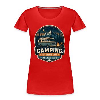 Sterne an - Alltag aus - Frauen Premium Bio T-Shirt - Rot - Vorne - Mia (176cm)