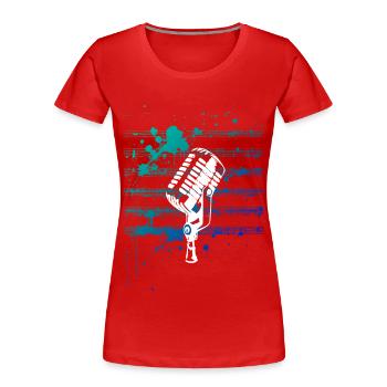 say it with micro - Frauen Premium Bio T-Shirt - Rot - Vorne - Mia (176cm)