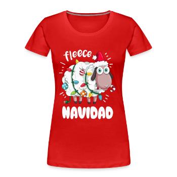Funny Sheep Wishes Feliz Navidad Jeu de mots - T-shirt bio Premium Femme - rouge - Devant - Mia (176cm)