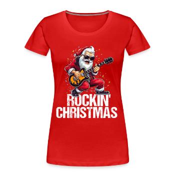 Santa Claus celebrates Christmas with rock'n'roll - Women's Premium Organic T-Shirt - red - Front - Mia (176cm)