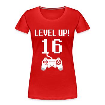 16th birthday Level up - Women's Premium Organic T-Shirt - red - Front - Mia (176cm)