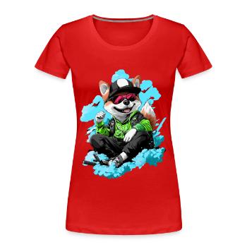 T Shirt Design Cool Shibu - Frauen Premium Bio T-Shirt - Rot - Vorne - Mia (176cm)