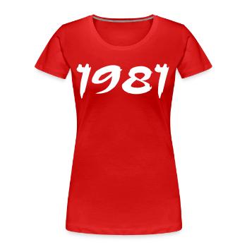 1981 Cadeau 44e Anniversaire 1981 Retro 1981 - T-shirt bio Premium Femme - rouge - Devant - Mia (176cm)