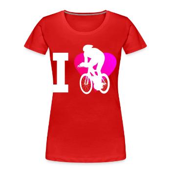 Road bike racing cycling Road bike racing cyclist - Women's Premium Organic T-Shirt - red - Front - Mia (176cm)