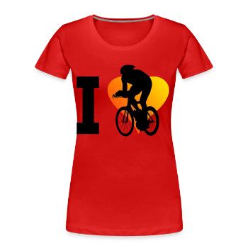 Men's racing cyclists, road bikes, women's racing bikes - Women's Premium Organic T-Shirt - red - Front - Mia (176cm)