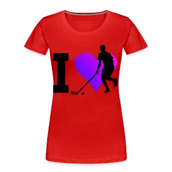 Salibandy Jeux de Floorball Féminin Floorball - T-shirt bio Premium Femme - rouge - Devant - Mia (176cm)